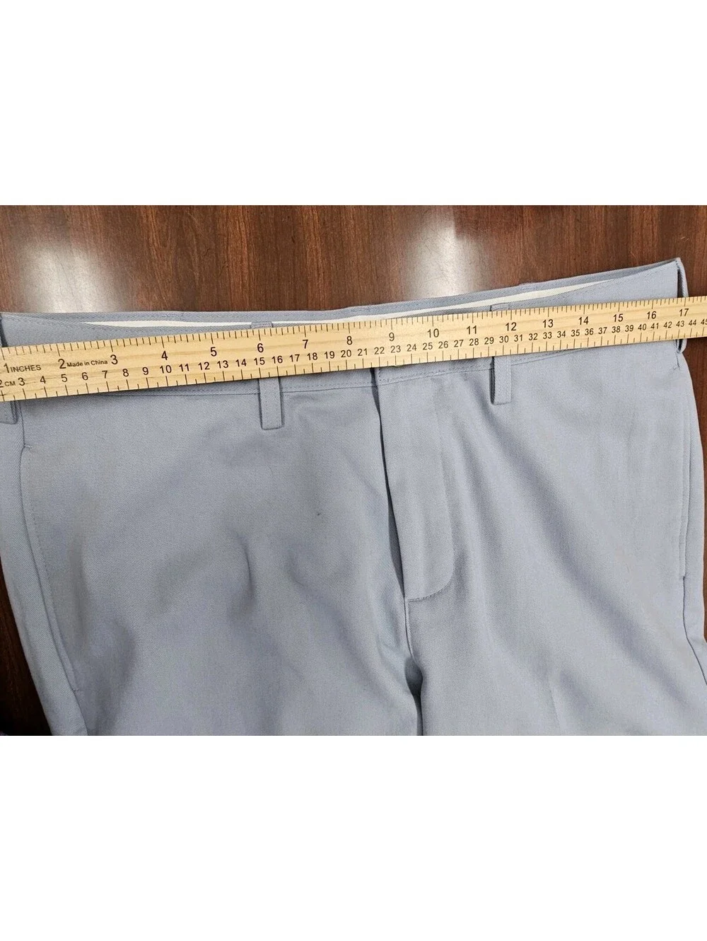 Land's End Mens 33x30 Traditional Fit No Iron Blue Flat Front 100% Cotton Pant
